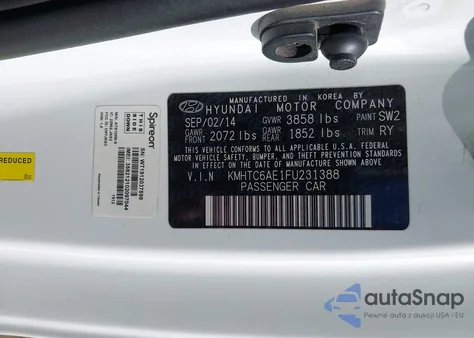 2015 Hyundai Veloster Turbo from USA, damaged, VIN KMHTC6AE1FU231388